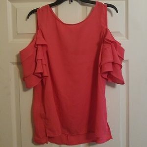 Pink Cold-shoulder Blouse